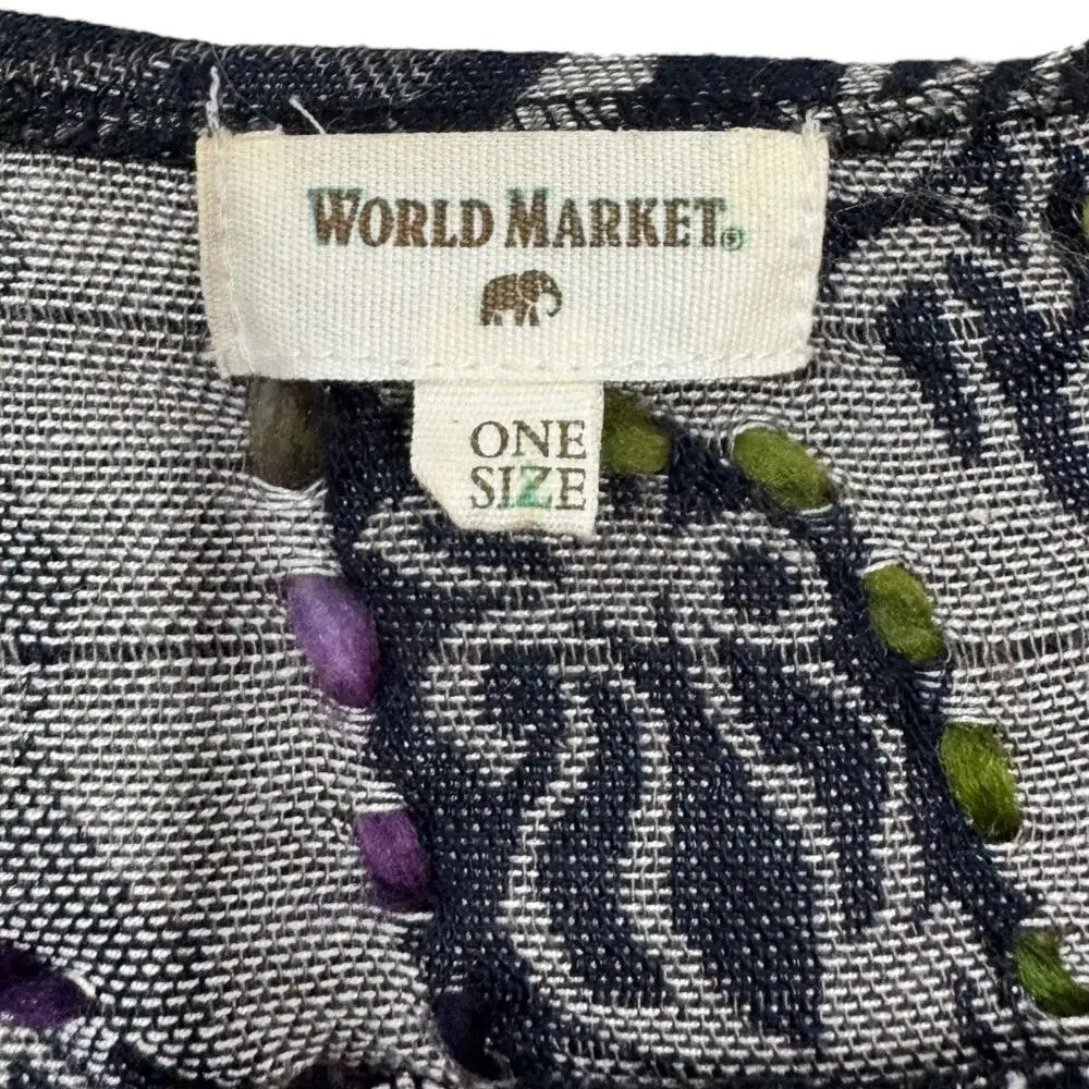 World Market Paisley Embroidered Kimono One Size Multicolor Festival Boho - Picture 5 of 6